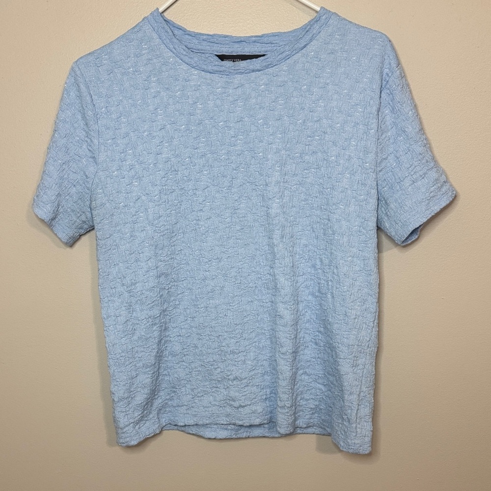 Simply Vera Vera Wang Light Blue Short Sleeve Textured Tee